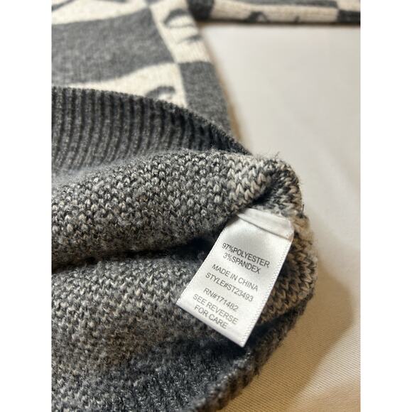 Soho & Stella Bow Checkered Cardigan Sweater Gray Cream Size M - Picture 4 of 5